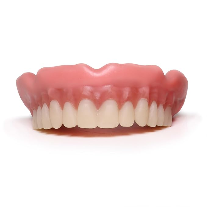 Boil-&-Bite Functional Denture, Self-fit at Home in Mins, Adjusts for Narrow or Wide Arches, Long-term or temporary Solution, Eat, Drink and Smile Confidently, Med/Large Denture, Upper