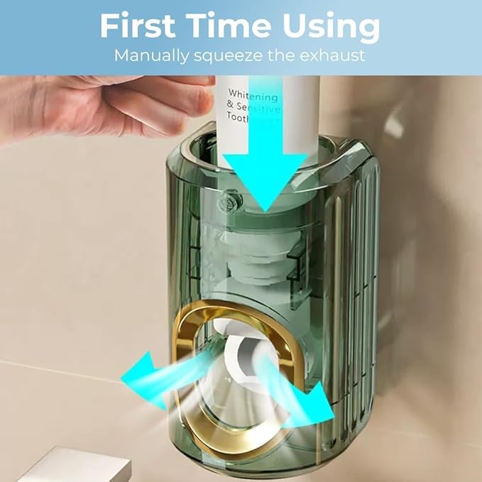 Light Luxury Toothpaste Squeezer, Automatic Toothpaste Squeezer, Toothpaste Dispenser, Household Wall Mounted Non-Punching Squeezer Toothbrush Holder Saves Toothpaste for Home (Color 01)