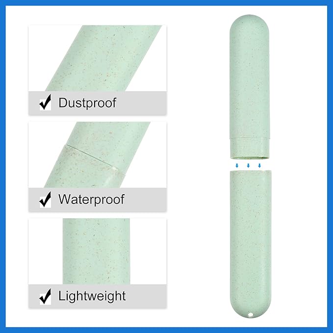 2pcs, Traveling Toothbrush Holders Case, PP Toothbrush Case for Travel Business, Green, Blue, 8.07''x1.22''x0.83'' Routine