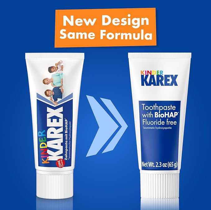 Kinder Karex Hydroxyapatite Kids Toddler Toothpaste I Fluoride Free I Clinically Tested I 2.3 oz (Pack of 3)