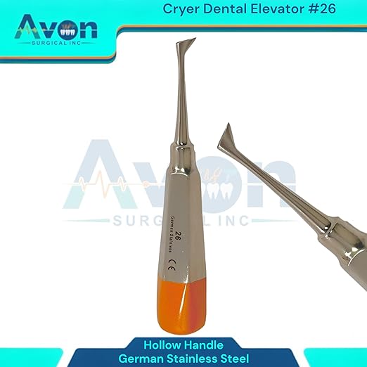 Root and Tooth Extraction Dental Cryer Elevator Pick, Sharp Angled Tip, Color-Coded Handle Ends | Autoclave-Safe German Stainless Steel Dental Instruments (2, #25+#26 Cryer - Set)