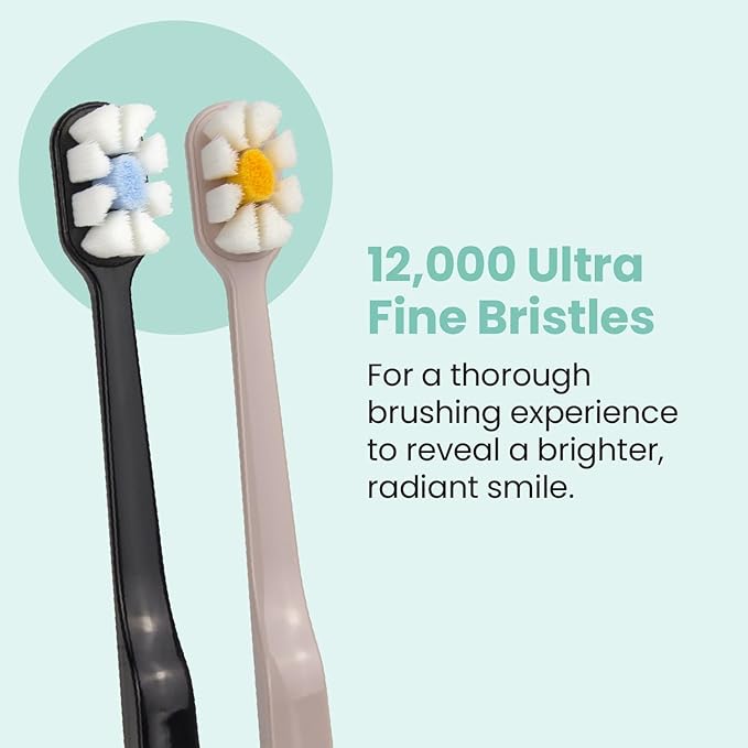 Lindo Polishing Toothbrush - for Sensitive Gums and Teeth, 12000+ Ultra Fine Bristles, Soft and Gentle, Deep Clean, Pack of 4 (Blue, Gray, Beige, Black) (Blue, Gray, Beige, Black, 4 Pack)