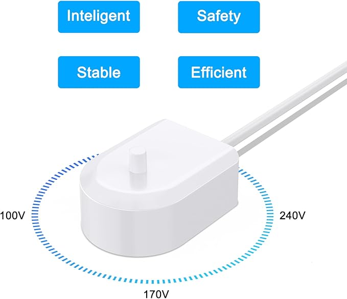 Vanjua Replacement Charger Base for Philips Sonicare Electric Toothbrush HX6100, HX9000 / HX8000 / HX6000 / HX3000 Series Portable Waterproof Travel Charging Power Cord (White)