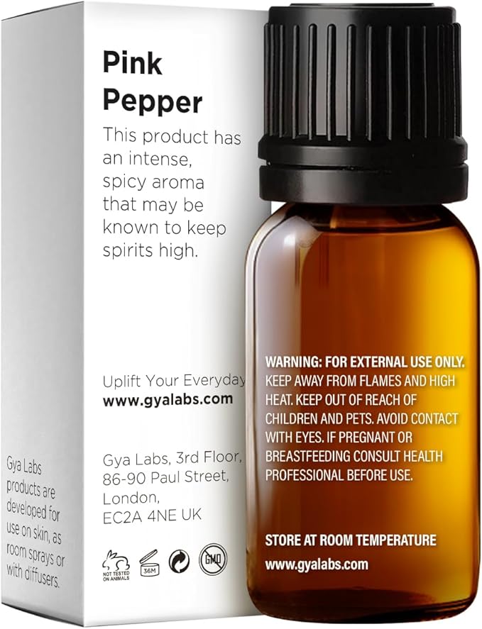 Gya Labs Pink Pepper Essential Oil - 0.34 Fl Oz - for Hair, Skin, Diffuser, Aromatherapy & DIY Candle Making Scent