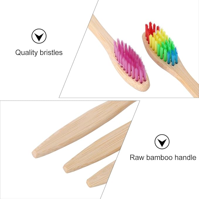 STAHAD Toothbrush Set 10pcs with Soft Wavy Bristles, Natural Fiber and Charcoal Infused Lightweight Toothbrushes for Personal Oral Care at Home and Travel