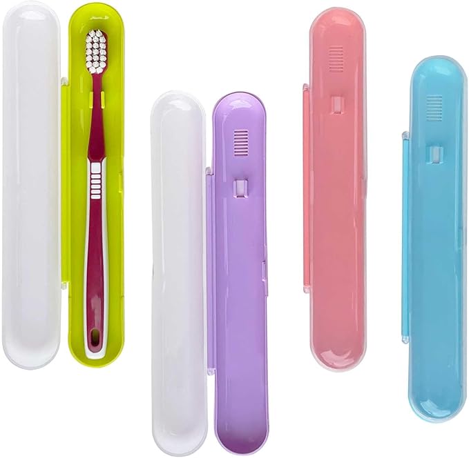 4 Packs Toothbrush Travel Case, Portable Toothbrush Holders - Compact Toothbrush Organizer, Breathable Plastic Toothbrush Travel Holder for Travel, Vacation, Camping, Gym, Business Trips, Office