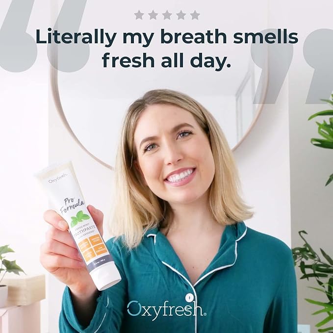 Oxyfresh Pro Formula Fresh Mint Toothpaste – Gentle Low Abrasion - Cosmetic Fluoride Free Formula - Great for Sensitive Teeth and Gums with Natural Essential Oils. 5.5 oz.