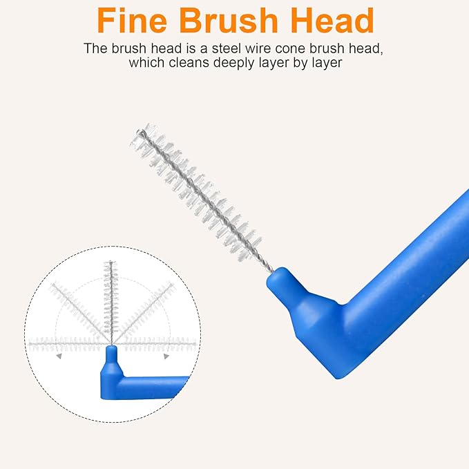 50 Count L Shaped Interdental Brushes, 5 Colors Braces Flossers, Gentle Toothpick Brush for Braces, Tight Spaces, Family Oral Care