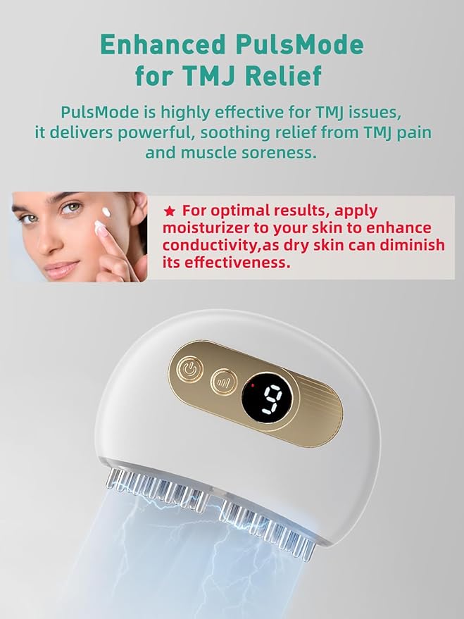 TMJ Relief Products Jaw, TMJ Relief Massager, Vibration and Heating, Ergonomic Multi-Needle Design TMJ Massage Tool, Effective Jaw & Neck Pain, Grinding and Clenching Teeth Relief, White