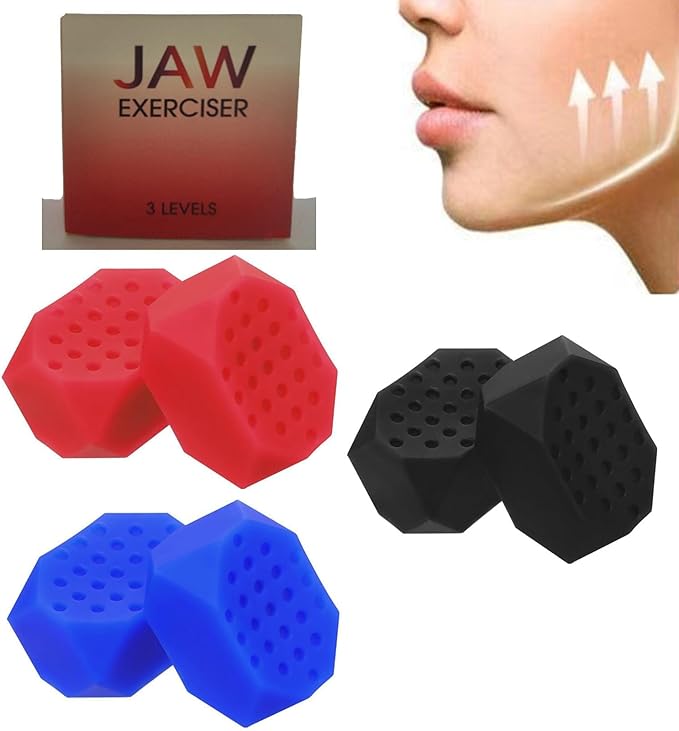 Jaw Exerciser for Men Women 6 Pcs Jaw Trainer Silicone Face Chew Jawline Shaper & Strengthener-Jaw Toner Tablets-Jaw Line Chewing Gum-3 Resistance Levels-Double Chin Reducer-Neck Trainers Beauty Tool (colorful1)