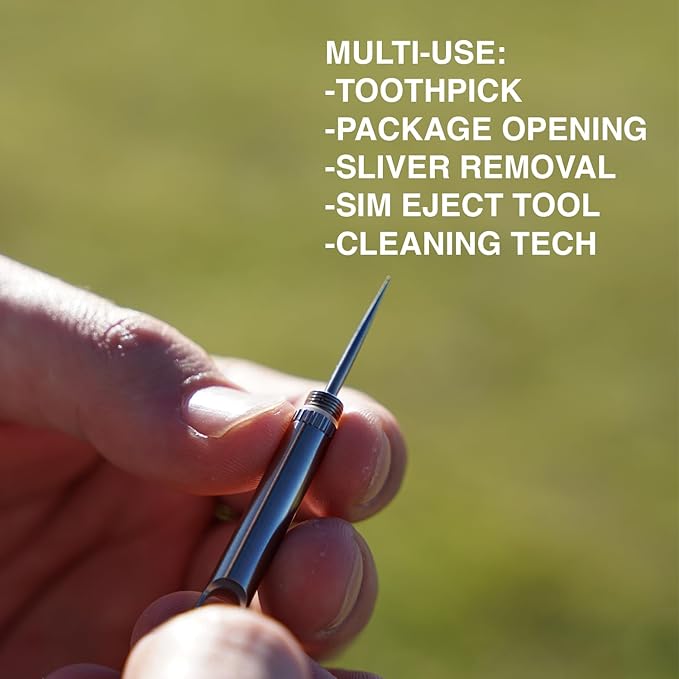 DAILYCARRYCO. TiPick Titanium Toothpick Holder - Portable Metal Travel Toothpick - Reusable EDC Micro Toothpick - Compact & Convenient - Carry On-the-Go - Titanium Construction, Gold