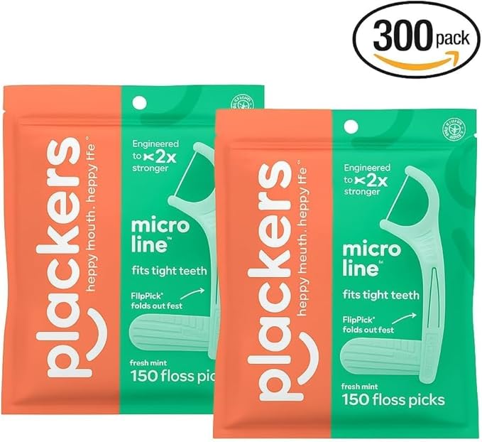 Plackerrs' Micro Mint Dental Floss Picks Mint-300 Floss Picks
