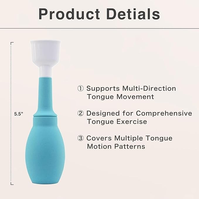 Tongue Exerciser with 2 Interchangeable Suction Tips, Manual Oral Muscle Training Tool for Daily Tongue Strength Exercise, Adult & Child Size
