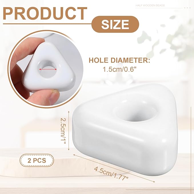 uxcell 2 Pcs Mini Ceramics Toothbrush Holder Stands, Sleek Mini Countertop Toothbrush Triangle Shape Ceramic Holder Stand for Bathroom Vanity Countertops, White