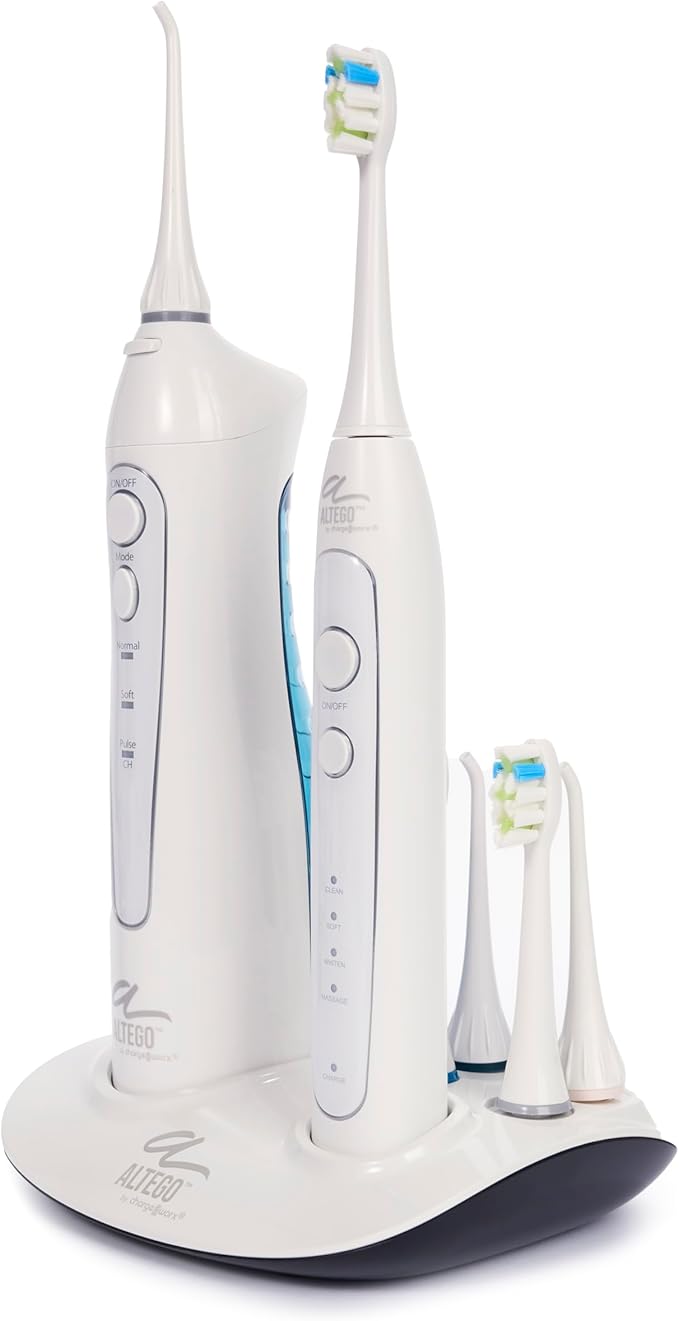 ChargeWorx Altego Ultra-Sonic Combo Set, Portable Electric Toothbrush and Water Flosser, Cordless Oral Irrigator and Rechargeable Dental Kit with Extra Tips
