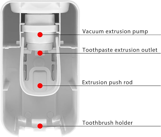 2 Slot Toothbrush Holder and Toothpaste Dispenser Wall Mounted, Automatic Toothpaste Squeezer, 2 in 1 Tooth Brush Toothpaste Organizer for Shower (Light Grey)