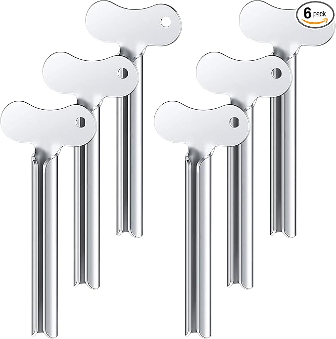 ZOCONE Toothpaste Squeezer, 6pcs Metal Tube Squeezer Key Stainless Steel Toothpaste Roller Tube Wringer for Paint, Cream, Cosmetic and Hair Dye(E)