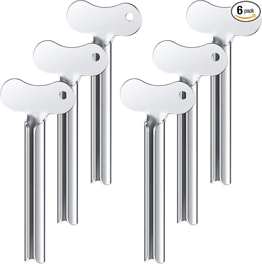 ZOCONE Toothpaste Squeezer, 6pcs Metal Tube Squeezer Key Stainless Steel Toothpaste Roller Tube Wringer for Paint, Cream, Cosmetic and Hair Dye(E)