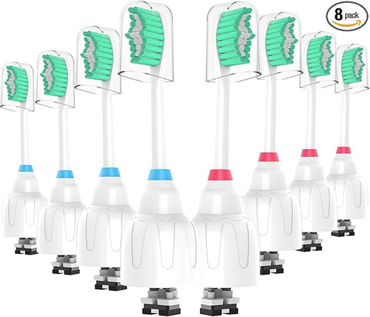 Replacement Toothbrush Heads for Philips Sonicare E Series,Compatible with Sonicare Essence, Elite, Advance, CleanCare Screw-on Electric Toothbrush HX7022/66 HX7023/64,HX7023/30,8 Pack with Caps ﻿