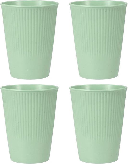 uxcell 4 Pcs Simple Toothbrush Cup, 3.3 x 3.3 x 4.2 Dishwasher Safe Bathroom Tumbler Reusable Plastic Cup Set for Storing Toothpaste Combs, Light Green