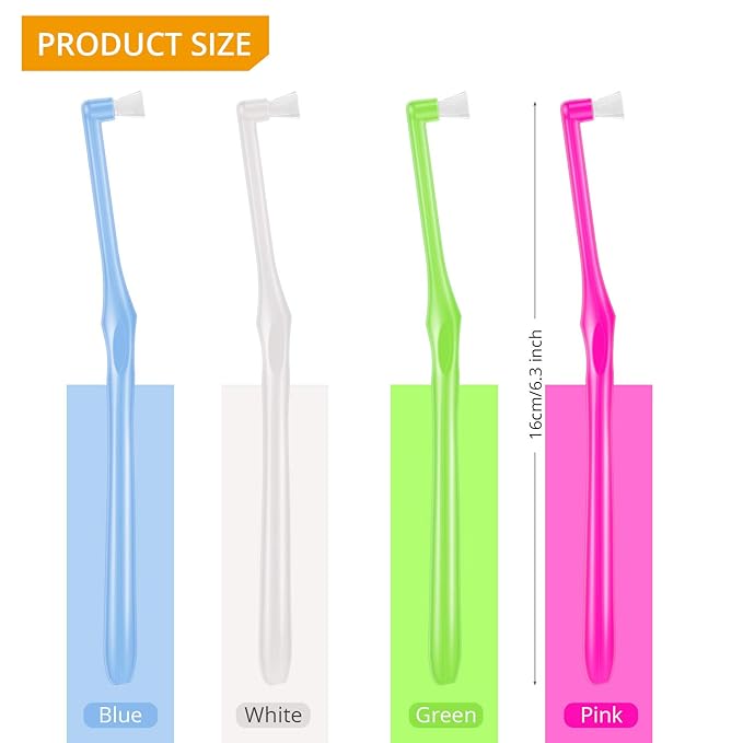Boao 6 Pieces Tuft Toothbrush Tufted End-tuft Soft Trim Single Compact Interdental for Detail Cleaning Tapered Brush(Cyclinder Brush)