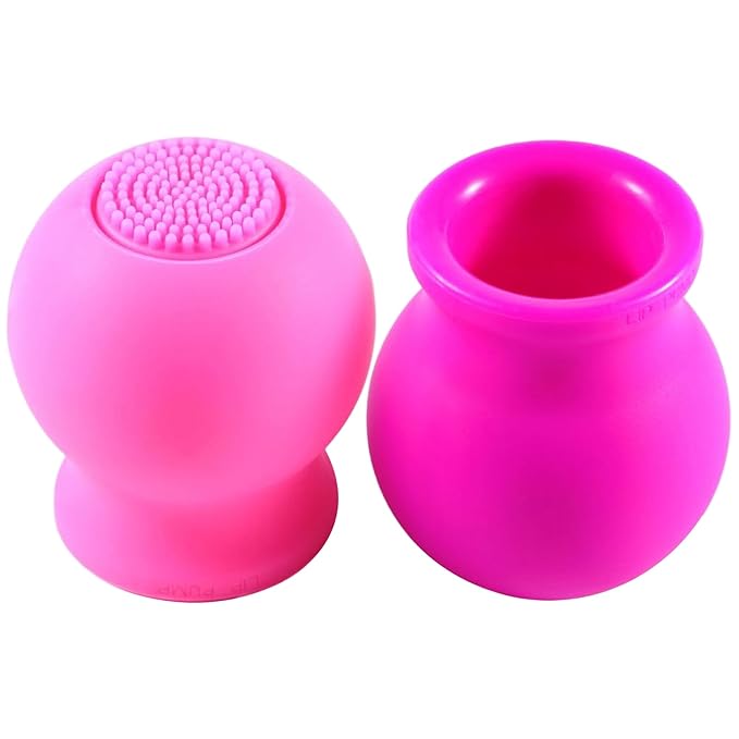 Lip Plumper, 2Pcs Lip Plumper Device, Soft Silicone Tool, Clean & Massage Facial Cleansing Brush, Multi-Use Face Care for Women
