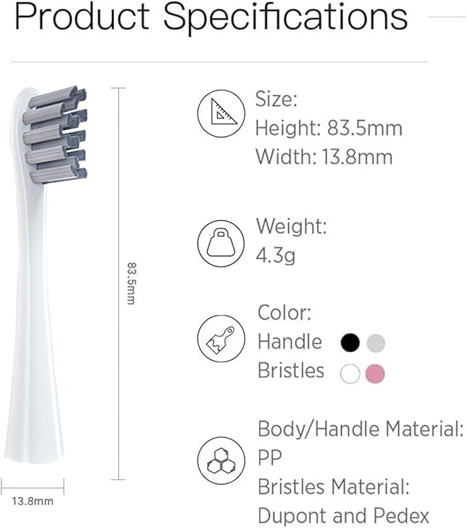 GTHUNDER 8Pcs Electric Toothbrush Heads Suitable for Oclean.with Hygienic Caps,Vacuum-Packed.Fits Adapted for All Oclean Models x pro Elite, X, X Pro,Flow,F1,Air 2(Grey)