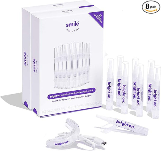 SmileDirectClub Teeth Whitening Kit with LED Light - 8 Pack Gel Pens - Professional Strength Hydrogen Peroxide