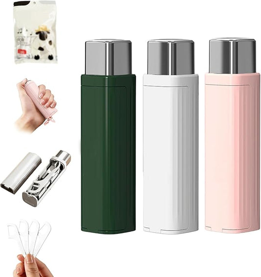 Portable Dental Floss Case,Automatic Dental Floss Pick Case,Refillable Floss Organizer with 100 Picks,Dentals Flosss Pick Cases for Cleaning Teeth and Oral Care (3PCS)