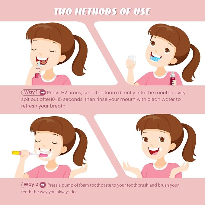 Fluoride Free Foam Kids Toothpaste - Natural Teeth Clean and Whitening Toothpaste with Mint Flavor for U Shaped Toothbrush Travel Size (2Strawberry)