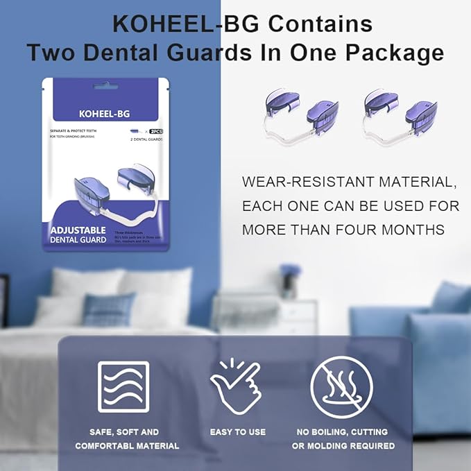KOHEEL Mouth Guard for Teeth Grinding, Adjustable Dental Guard to Stop Bruxism, Night Guard, 2 Count (Medium)