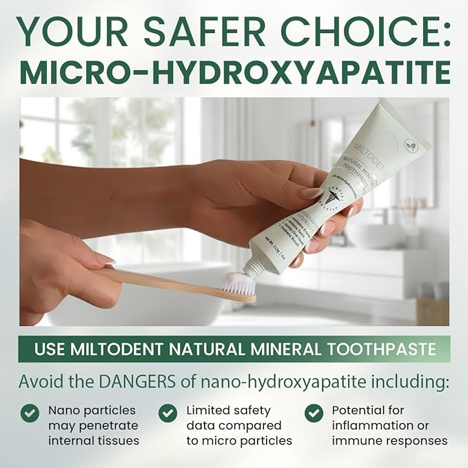 MILTODENT Premium Hydroxyapatite Toothpaste –15% Micro-Hydroxyapatite | Fluoride-Free, Best Taste, Foam-Free, Natural Mineralizing| Safe Alternative to Nano-Hydroxyapatite | SLS-Free & Natural - 2Pack