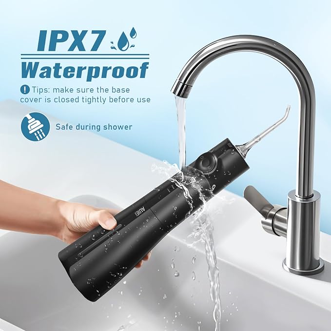 Water Flosser Pick for Teeth & Braces, 300ML Cordless Power Dental Flossers with 8 Jet Tips, Oral Irrigator 5 Pressure, IPX7 Waterproof, Portable for Home Travel