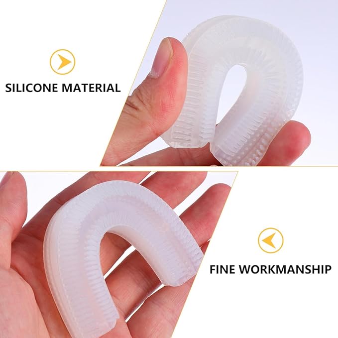 UPKOCH 2pcs U-Shape Toothbrush Replacement Heads Soft Silicone Electric Toothbrush Accessories Portable Oral Care Brush Heads Easy to Install for Gentle Gum Massage