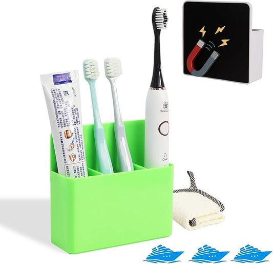 Cruise Essentials 2026 – Magnetic Toothbrush Holder for Cruise Ship Cabin, Wall-Mounted Cruise Bathroom Organizer, Travel Toothbrush Holder for Caribbean Cruise & Alaskan Cruise Must Haves (Green)