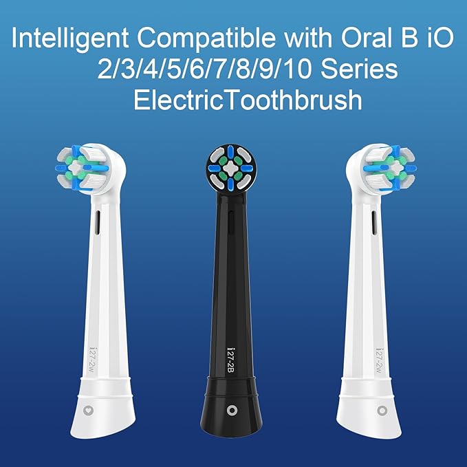 IO Replacement Heads Compatible with Oral B iO 2/3/4/5/6/7/8/9/10 Series Electric Toothbrush, Brush Heads with Medium Bristles Compatible with Oral B iO for Gentle Dental Care (8 Black)