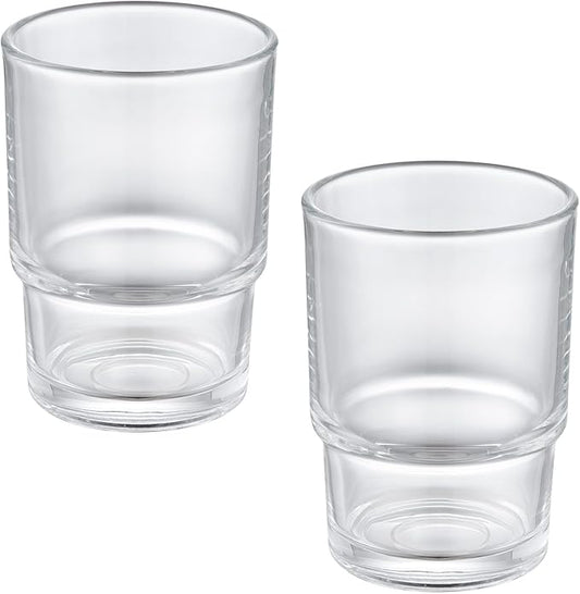 Toothbrush Holders for Bathroom, 2 Pack Transparent Glass Tumbler Cups, Modern Thick Glassware