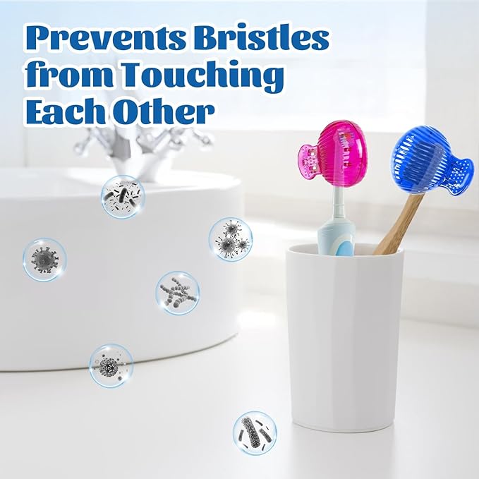UCEC Travel Toothbrush Head Covers, Toothbrush Cover Caps Case, Tooth Brush Head Case Plastic Clip, for Household Travel, Fits Electronic and Manual Toothbrushes, 6 Packs