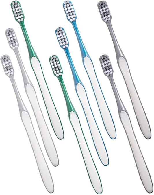 Hard Plastic Men Toothbrushes 8Pcs Set with Large Head for Tooth Cleaning and Travel Portable Oral Care