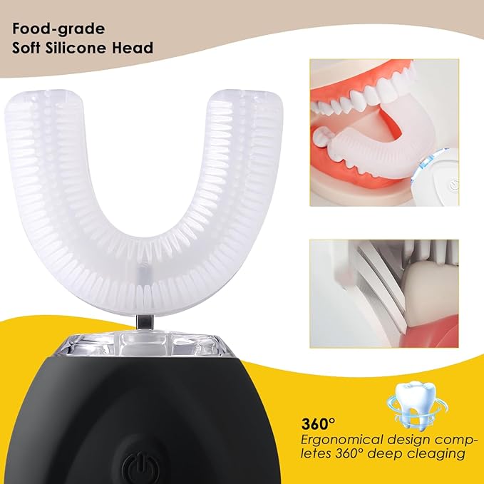 360 Ultrasonic Toothbrush, Automatic Toothbrushes Auto Sonic Tooth Brush, Teeth whitening Brush with Timer & Wireless Charging 360° Ultrasonic Electric Toothbrush for Adult