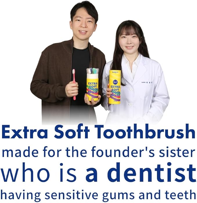 Way.V Extra Soft Toothbrush 7 Pack for Sensitive Gums and Teeth 3000 Ultra Gentle Bristles Brushes with Hygienic Head Covers Friendly Dentist Recommended BPA Free - Family Container 7 Pack