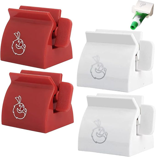 4Pcs Toothpaste Dispenser, Manual Toothpaste Tube Squeezer and Roller, Plastic Bathroom Organizer Tool for Home, Travel, Kids