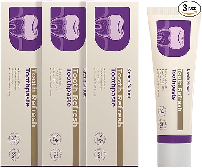 Tooth Refresh Toothpaste, Fresh Breath Formula Whitening Toothpaste, Natural Oral Care & Enamel Repair, Helps Remove Coffee, Tea & Wine Stains, Fresh Minty Gel, 3.5 Oz Tube, 3 Pack
