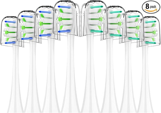 Replacement Toothbrush Heads for Philips Sonicare - 8 Pack Soft Gentle Bristles Compatible with Most Sonicare Click-On Electric Toothbrushes (White)