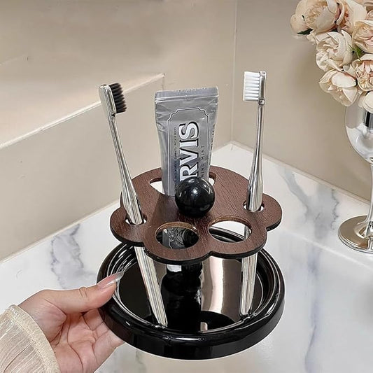 Makeup Brushes Organizer Set, Multi-Purpose Ceramic Bathroom Storage Rack for Toothbrush, Electric Toothbrush, Toothpaste (Flower Shape)