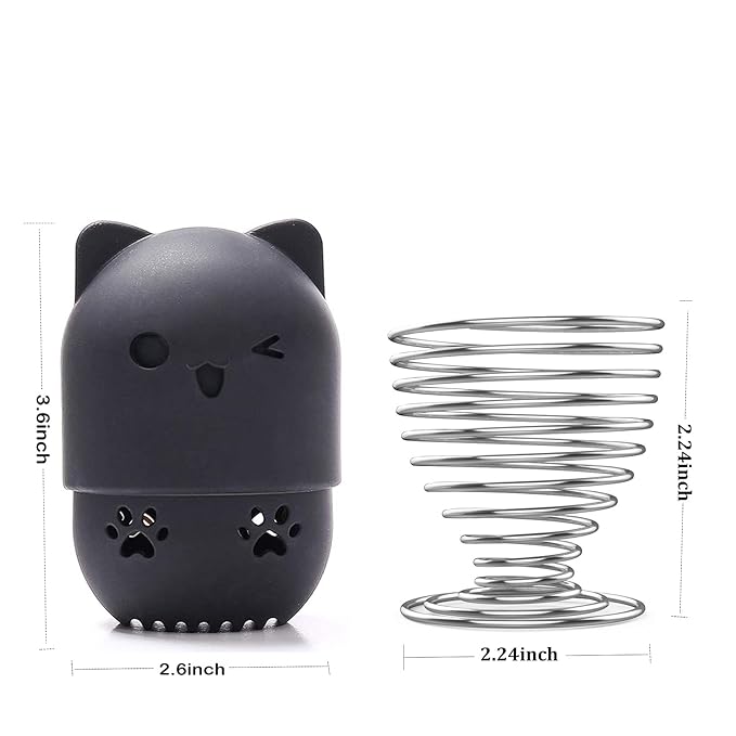 Makeup Sponge Holder, Beauty Sponge Holder + Makeup Blender Travel Case Beauty Sponge Blender Drying Stand & Storage Containers - Black + Silver