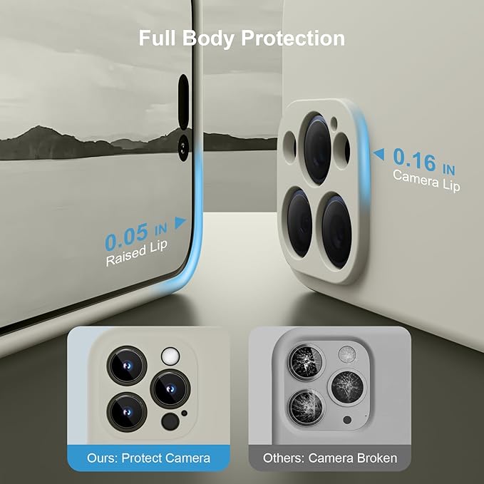 Magnetic for iPhone 15 Pro Case, Compatible with MagSafe, with 9H Nano Screen Protectors, Full Camera Protection, Silicone Shockproof Microfiber Lining Phone Case 6.1", Stone