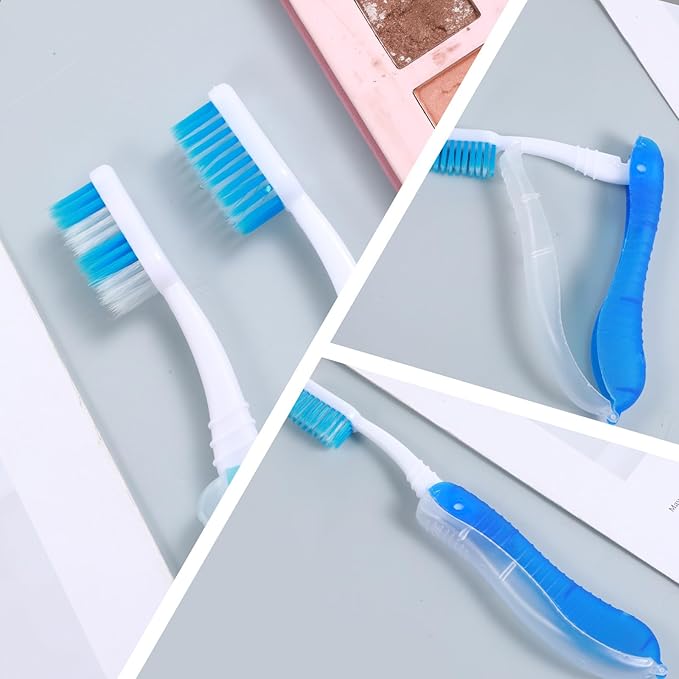 2 Packs Travel Toothbrush, Mini Portable Travel Toothbrush Set, Soft Medium Bristles Foldable Toothbrushes for Camping Hiking Traveling School