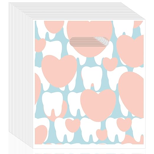 100 Pcs Tooth Patient Care Bags, 9 x 8 Inches Dental Goodie Bags for Clinics, Schools and Patient Use (Style 4)
