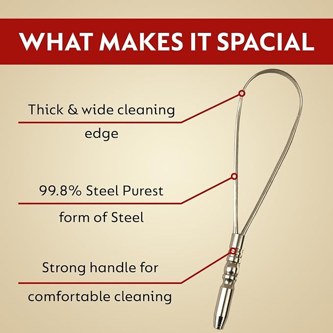 Nature's Own Tongue Scraper for Adults with Eco Friendly Travel Case 100% Stainless Steel, Reduce Bad Breath, Tongue Scrubber, Easy to Use, Tongue Cleaner for Oral Care & Hygiene